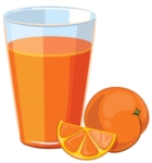 Breakfast food icons in cartoon style. Lunch coffee, orange and morning nutrition, delicious fruit fresh, vector illustration